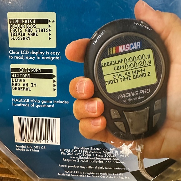 NASCAR Handheld Electronic Racing Pro Excalibur Trivia Stats Race-Day Stopwatch - Picture 4 of 5
